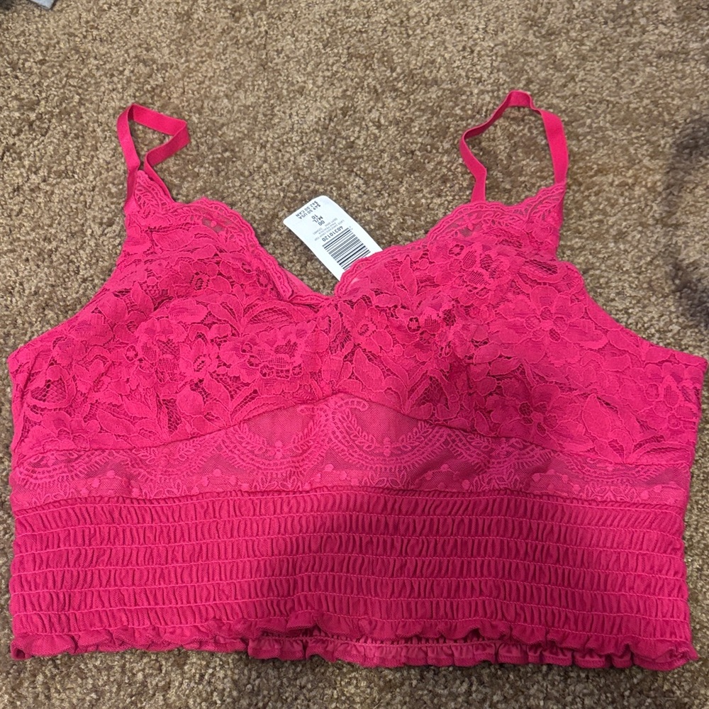 Torrid Lace smocked crop top